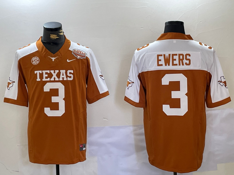 Men's Texas Longhorns Quinn Ewers #3 Burnt Orange Jersey
